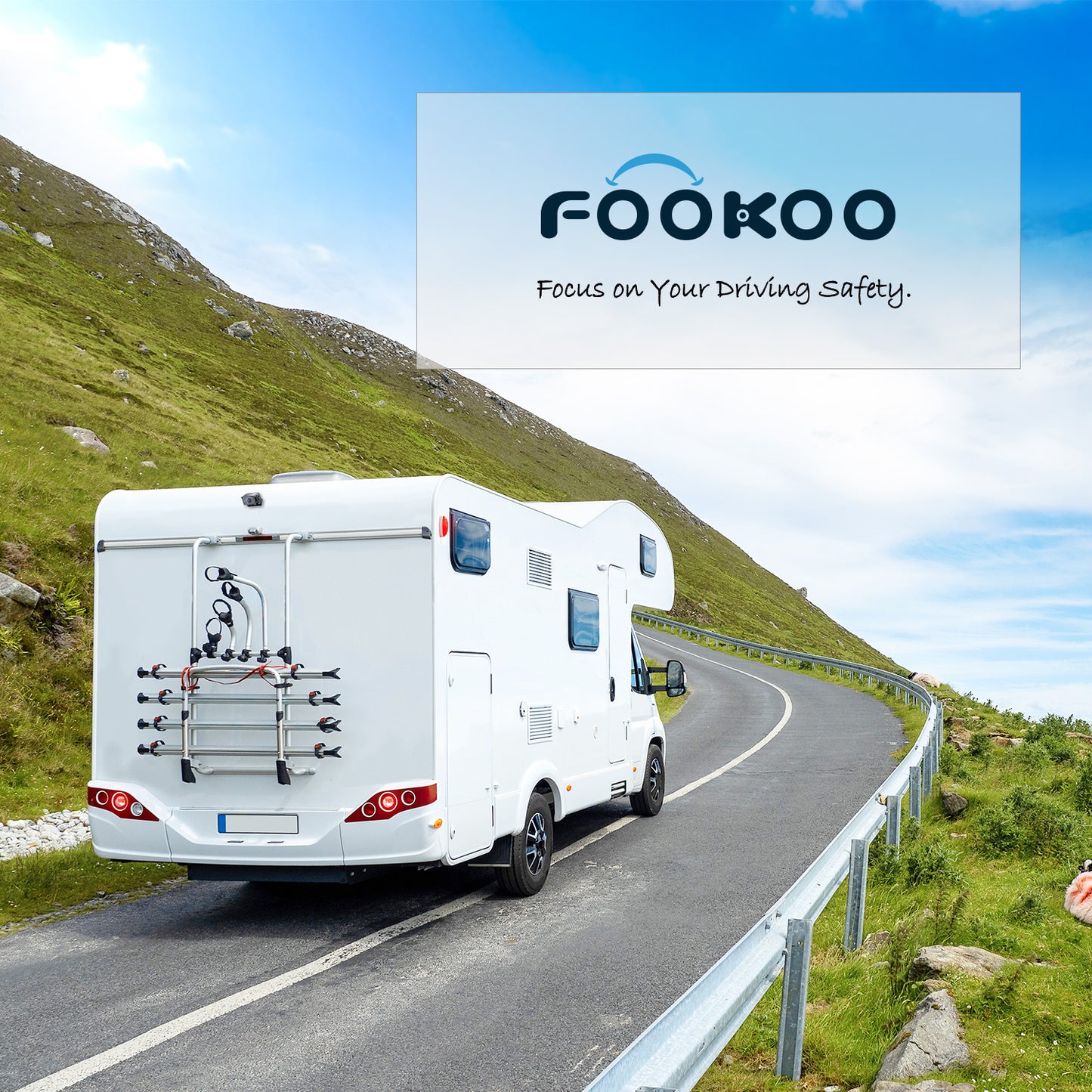 Fookoo 9" 1080P Wired Backup Camera for Bus/Truck/Trailer/RV/Camper/Fifth Wheel, Full/Dual/Trip/Quad Split Screen Monitor with Parking Lines&Recording, Waterproof Side&Rear View Cameras (DY904)