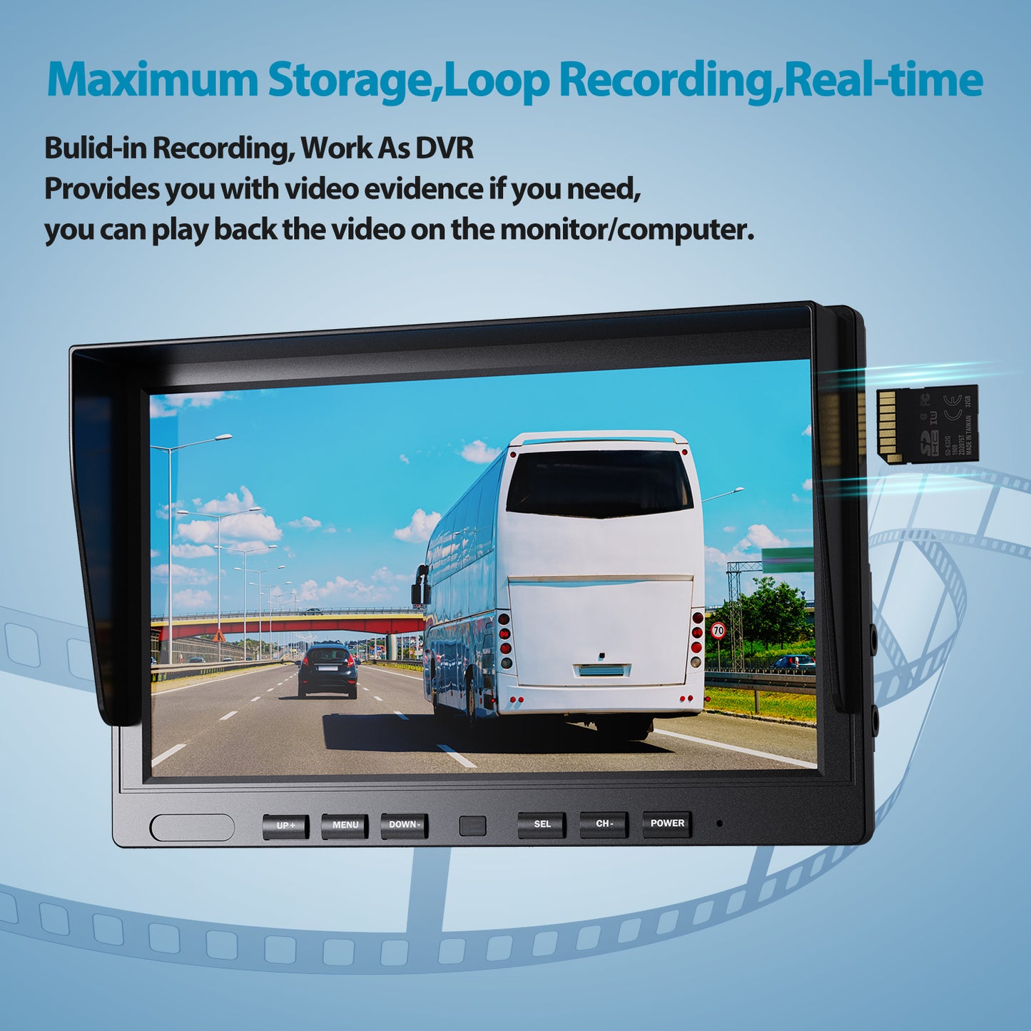 Fookoo Ⅱ HD 1080P Wired Backup Camera System Kit,10 inch Dual Split Screen Monitor with Recording IP69 Waterproof Front View Rear View Cameras Parking Lines for Truck/Semi-Trailer/Box Truck/RV(DY102)